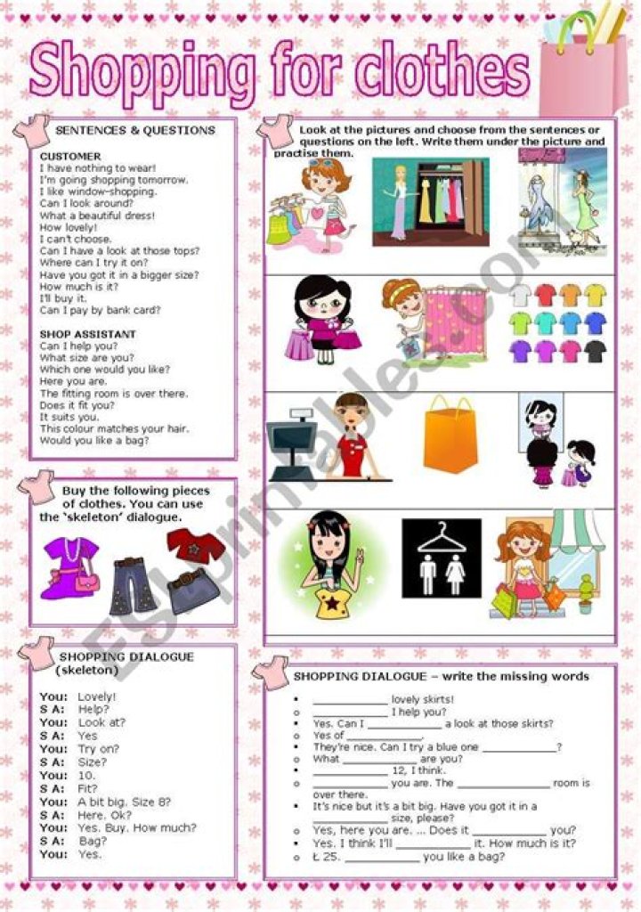 Free Clothes Shopping Worksheets PDF for Smart Budgeting