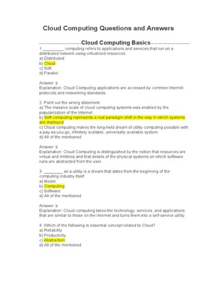 Cloud Computing Questions and Answers PDF – Expert Guide