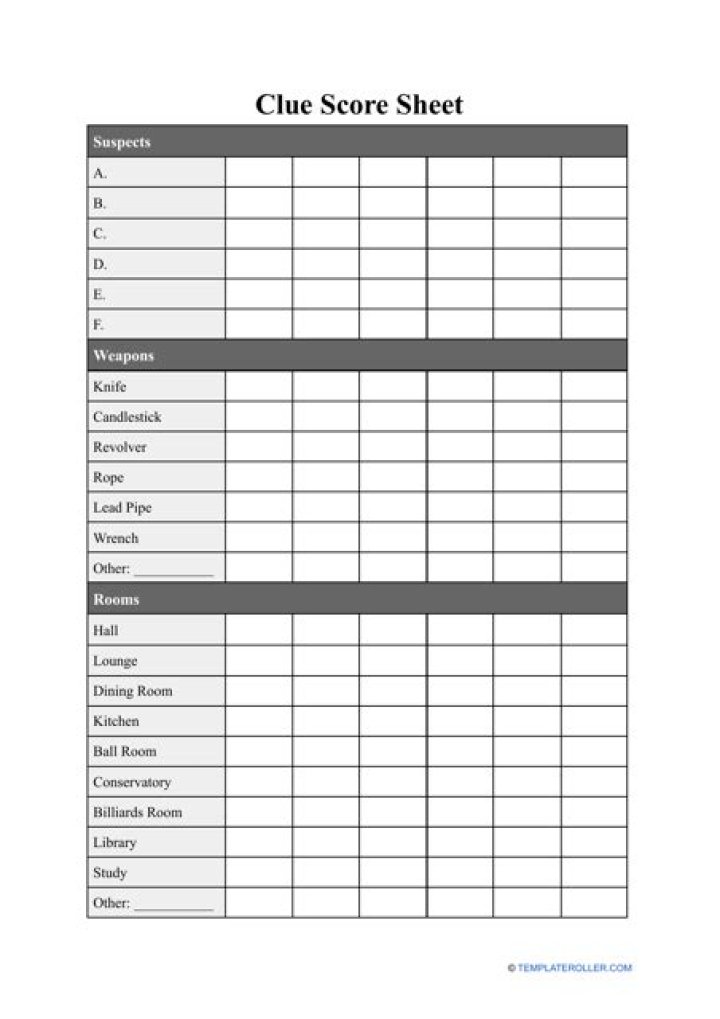 Free Clue Game Sheet PDF: Print & Play Instant Clue Board Game Fun