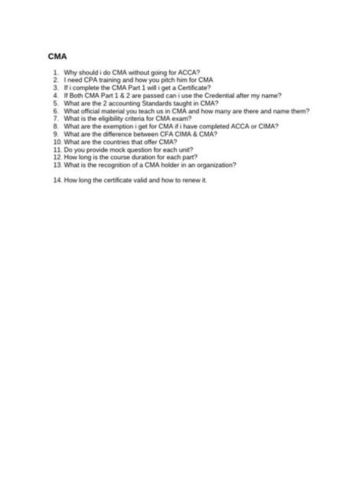Free CMA Questions PDF Download for Success