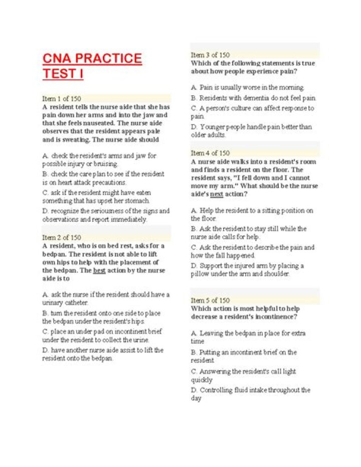 CNA Sample Test PDF: Download Free Practice Exam Now