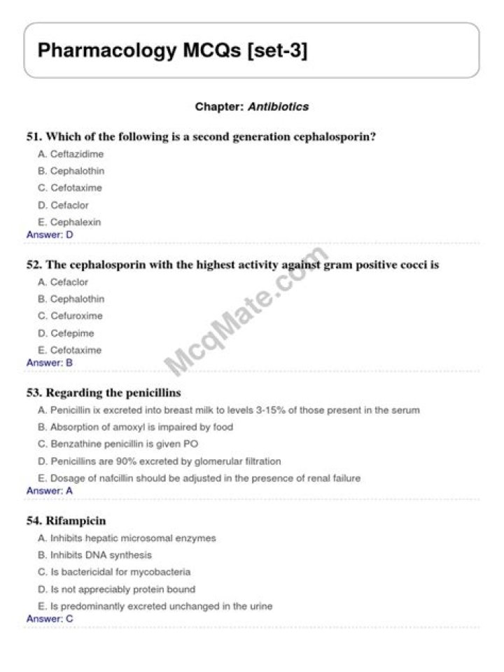 CNS Pharmacology MCQs with Answers PDF for Medical Students