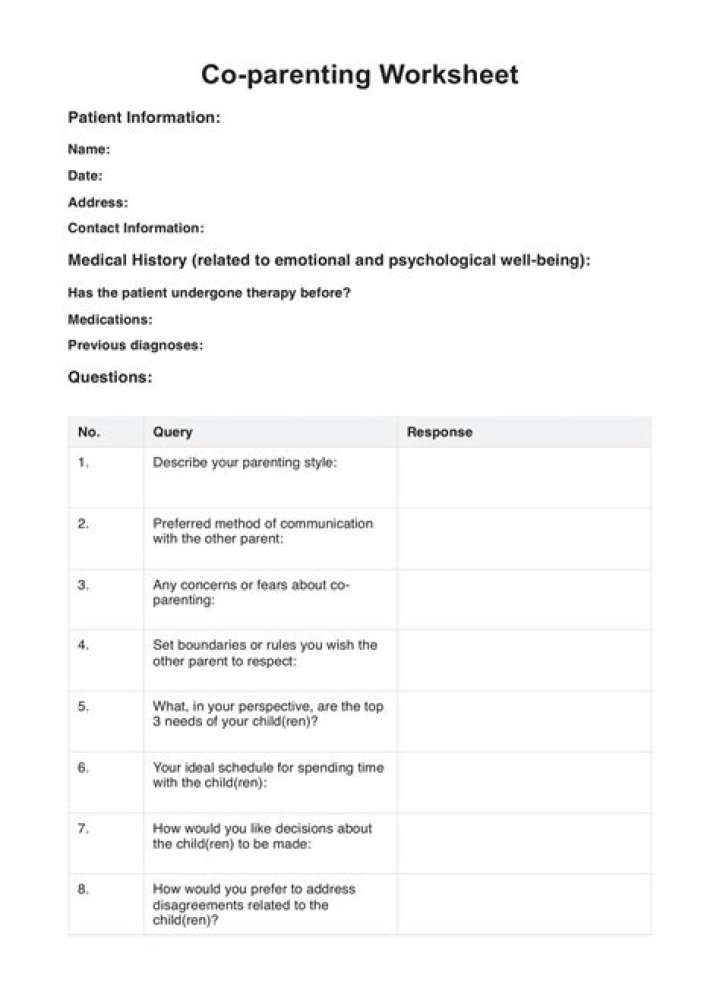 Co-Parenting Worksheets PDF: Free Printable Templates for Effective Co-Parenting
