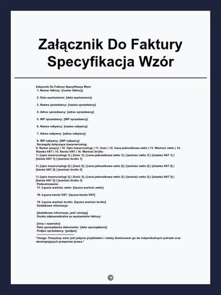 Co to jest specyfikacja do faktury?