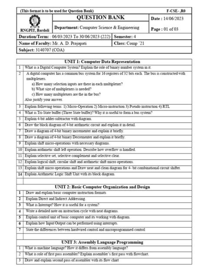 Coa Question Bank with Answers PDF – Download Complete Study Material