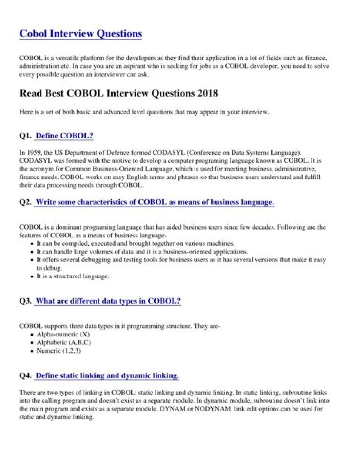Cobol Interview Questions PDF: Master Your Next Technical Interview
