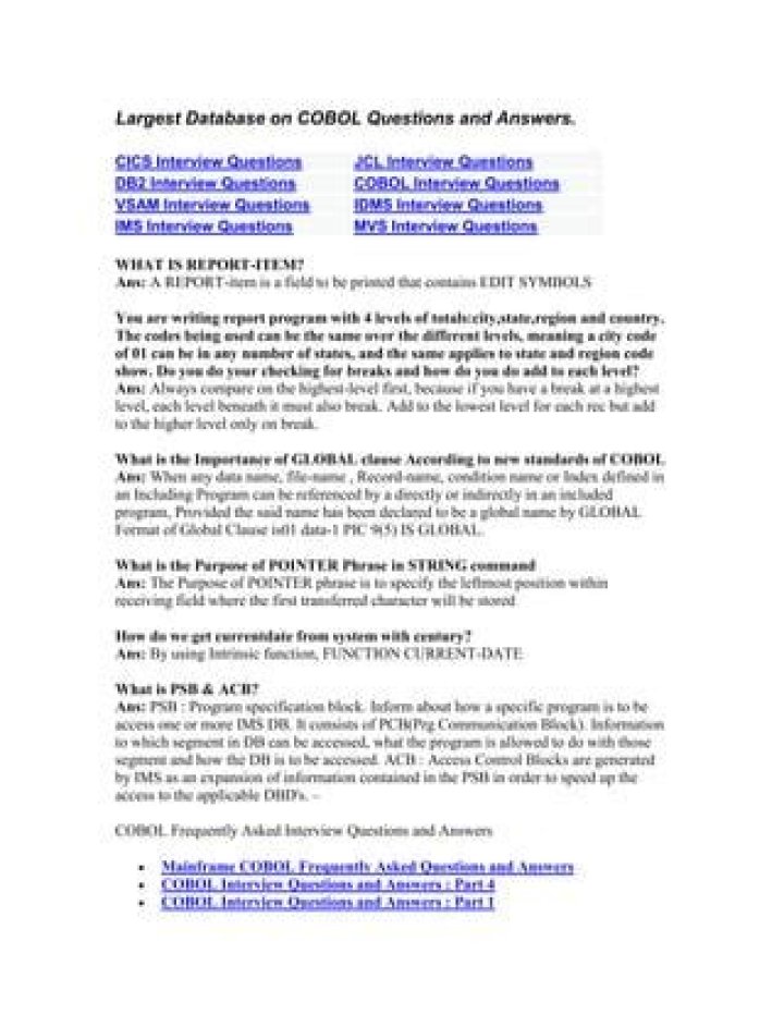 Cobol Questions and Answers PDF: Expert Guide & Full Resources