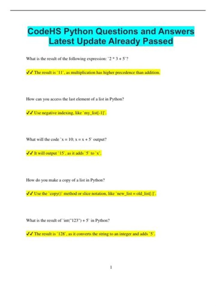 CodeHS Python Answers PDF – Free Exam Solutions