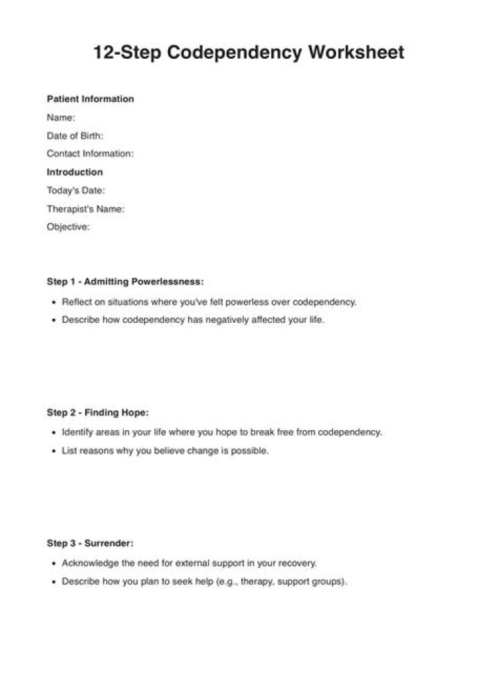 Codependency PDF Worksheet: Break Free from Toxic Relationships