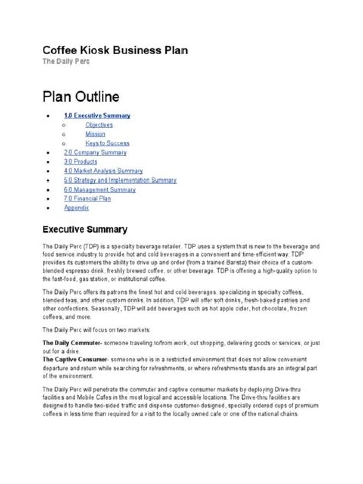 Launch Your Coffee Kiosk with This Complete Business Plan PDF