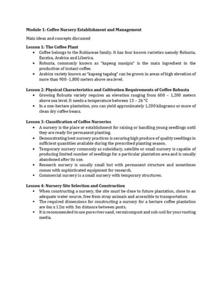 Coffee Nursery Establishment and Management: Essential PDF Guide