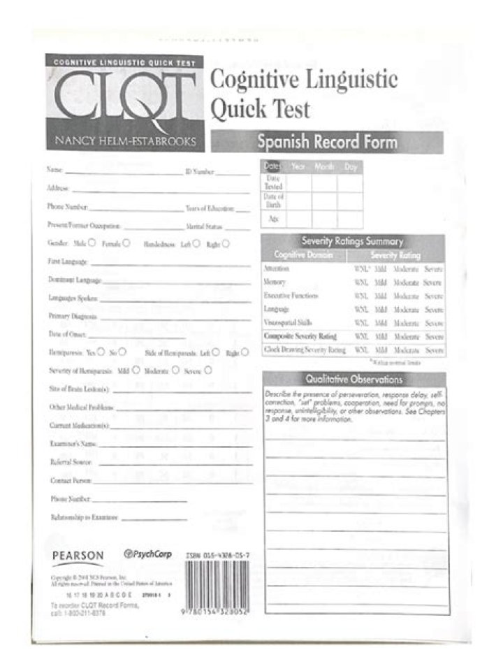 Quick Cognitive Linguistic Quick Test PDF – Instant Assessment