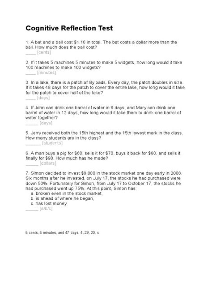 Take the Cognitive Reflection Test PDF – Improve Your Critical Thinking