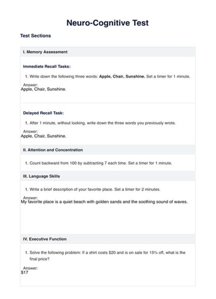 Free Cognitive Test PDF: Assess Your Mental Skills Now