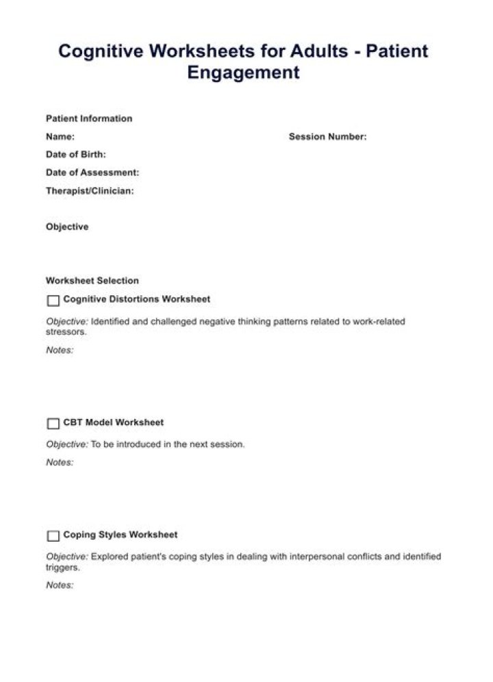 Cognitive Worksheets for Adults PDF – Boost Brain Health & Focus