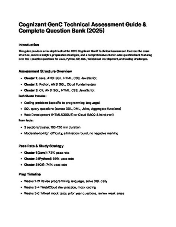 Cognizant Technical Assessment Questions PDF: Practice Tests & Sample Questions