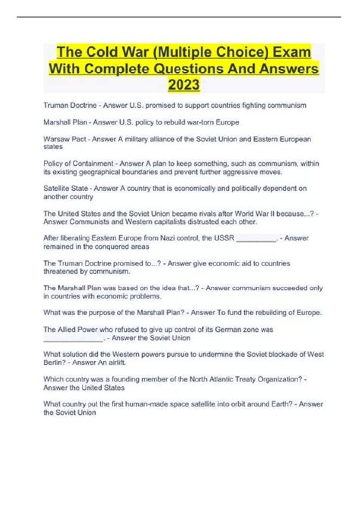 Cold War Multiple Choice Questions and Answers PDF: Test Your Knowledge