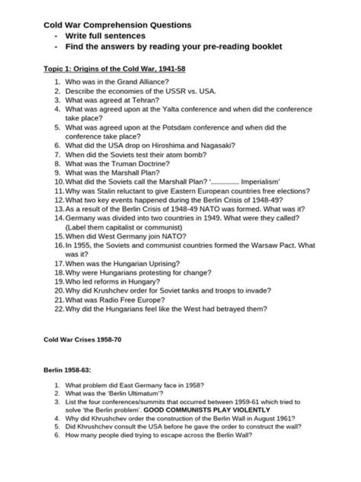 Cold War Questions and Answers PDF: Essential Insights