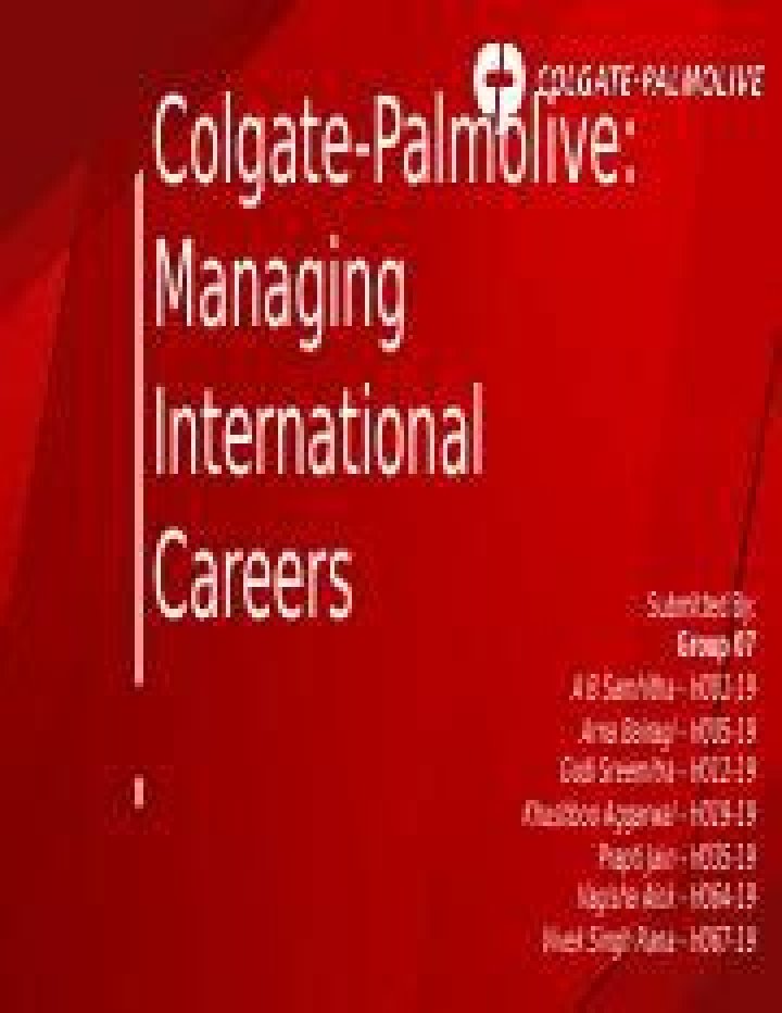 Colgate Palmolive Managing International Careers: A Strategic Guide PDF