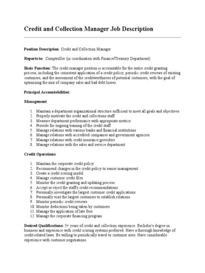 Collection Manager Job Description PDF – Full Guide