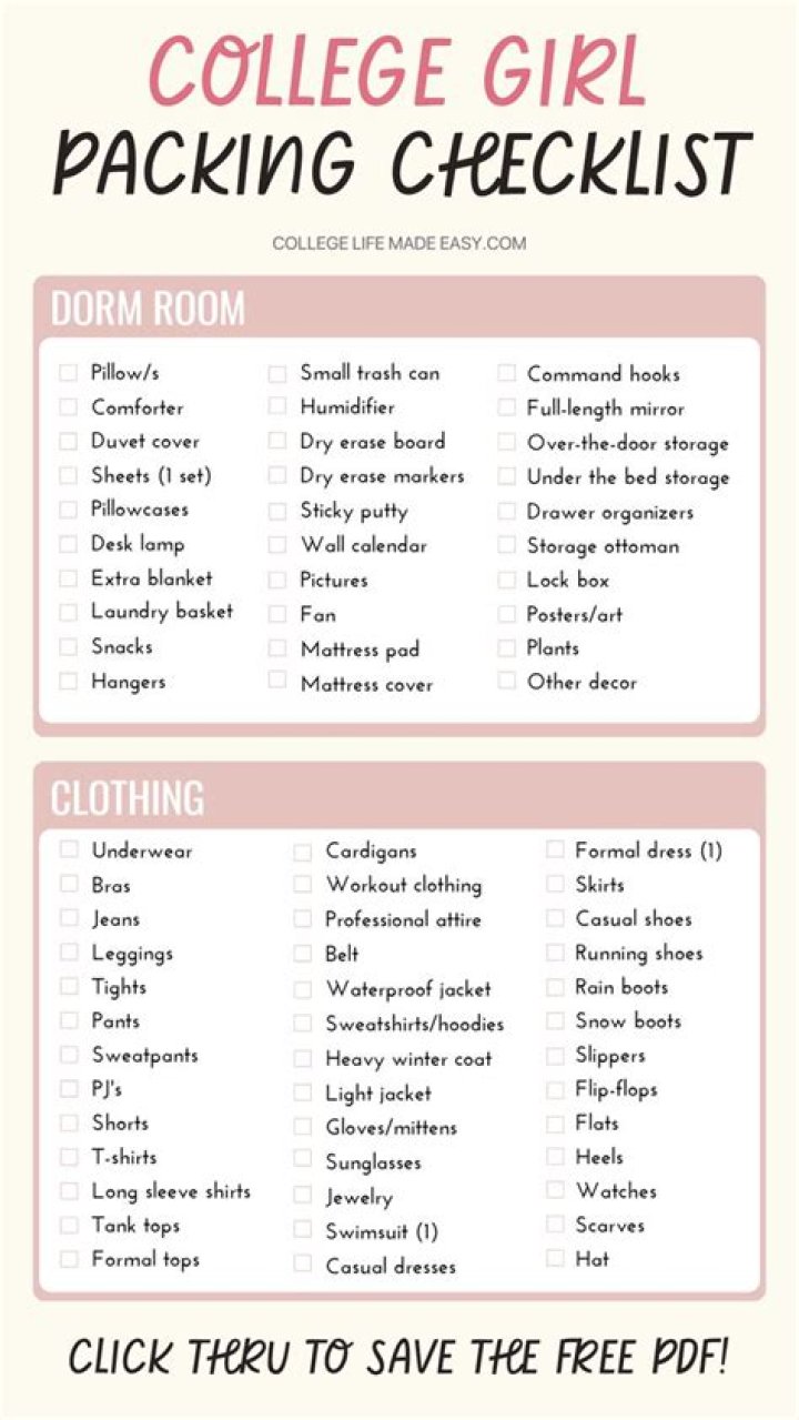 Girls’ College Packing List PDF – Free Download for a Stress-Free Start