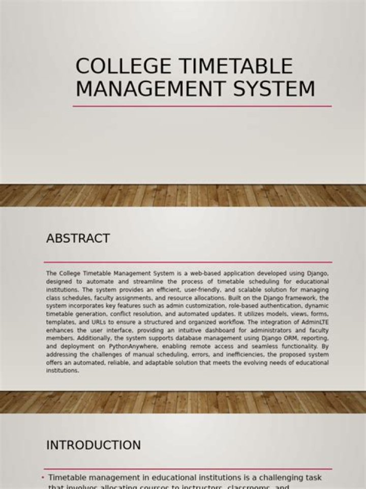 College Timetable Management System Project Documentation PDF Guide
