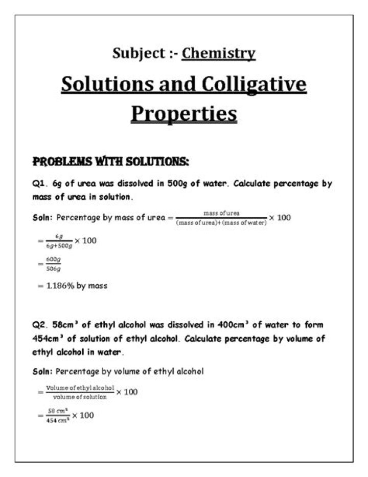Colligative Properties Q&A PDF: Essential Questions & Answers