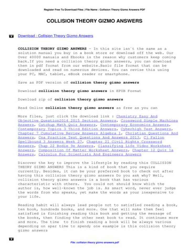 Collision Theory Gizmo Answers PDF: Master Key Concepts Instantly