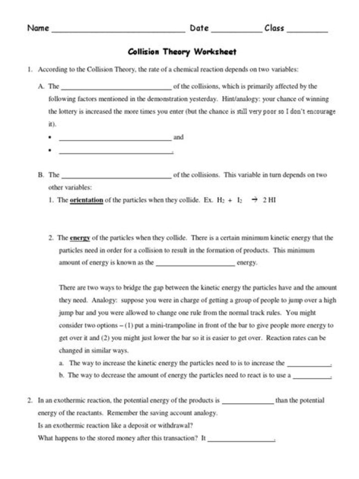 Collision Theory Worksheet PDF – Perfect Study Tool for Physics Students
