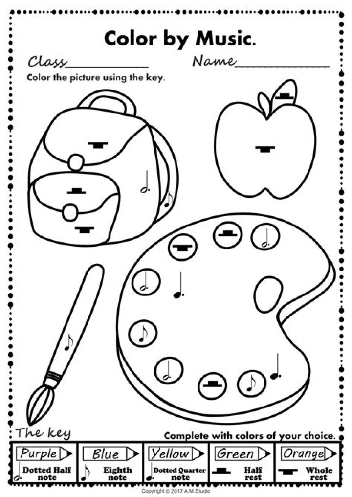 Color By Note Music Worksheet PDF for Kids & Learners