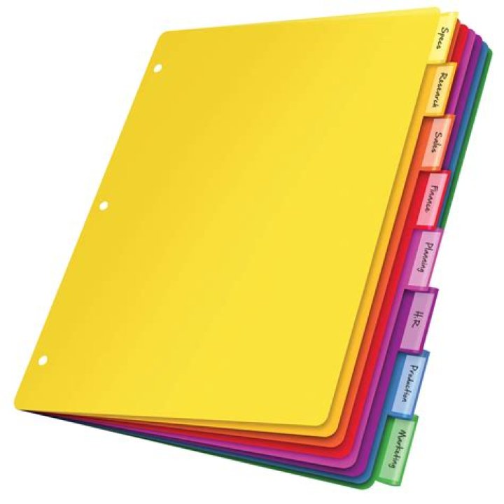 Color-coded Binder Dividers Transparent