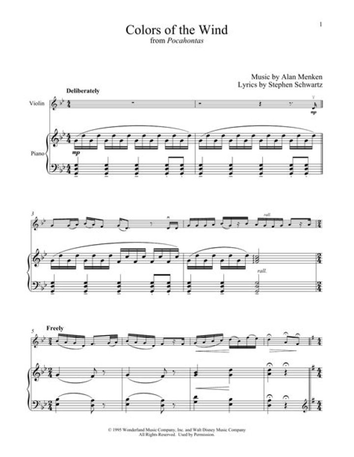 Free Violin Sheet Music: Colors of the Wind PDF Download