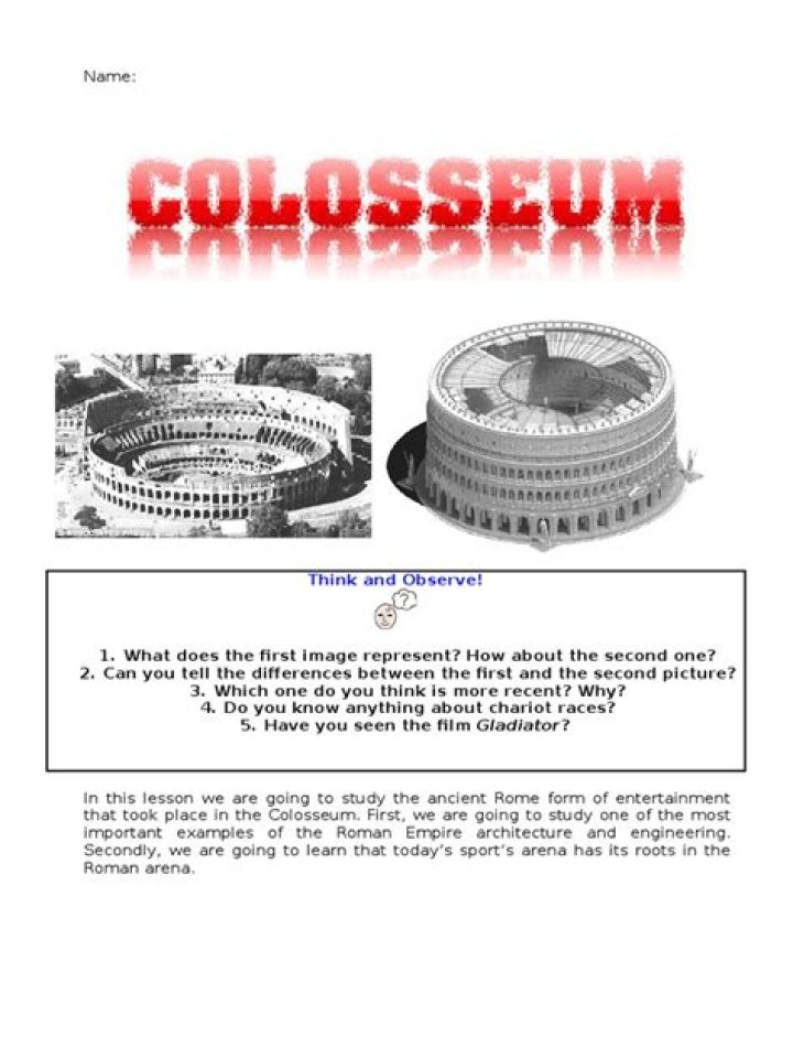 Colosseum Worksheet PDF: Free Educational Resource for History Students