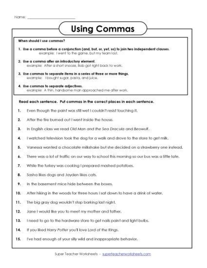 Master Commas Exercises with Answers PDF for Perfect Punctuation