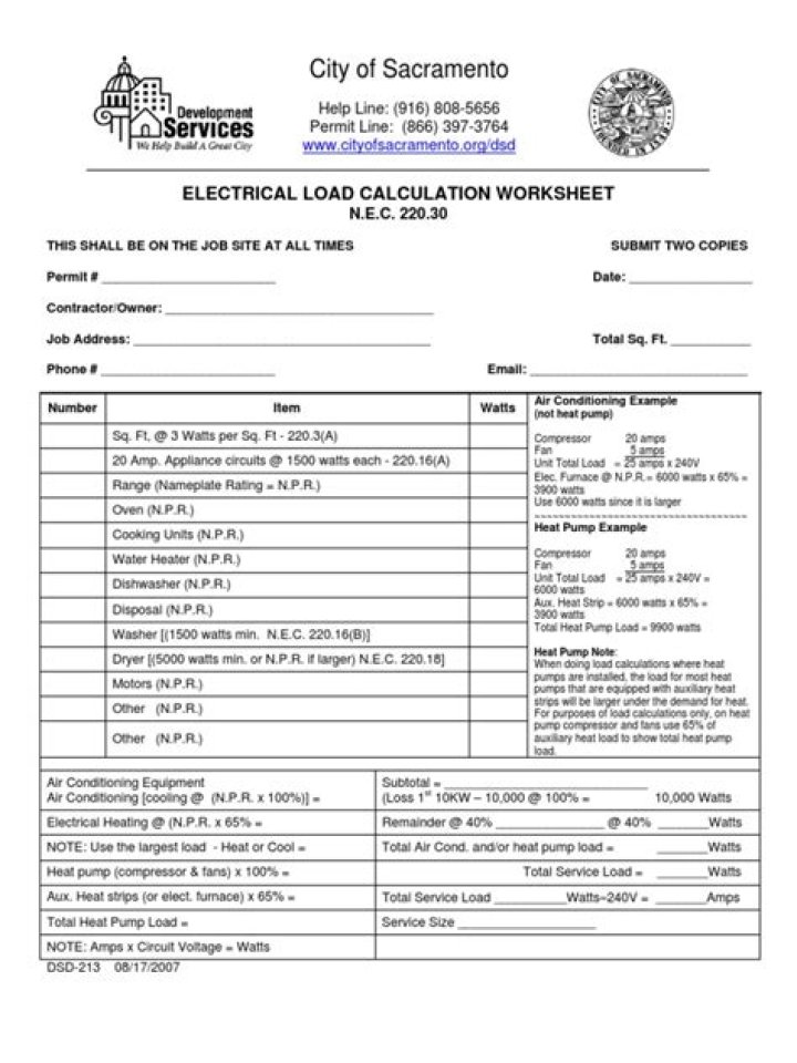 Commercial Electrical Load Calculation Worksheet PDF for Accurate Estimations