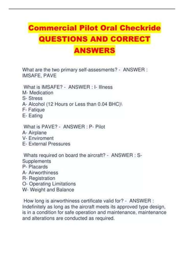 Commercial Pilot Test Questions & Answers PDF for Aspiring Aviation Professionals