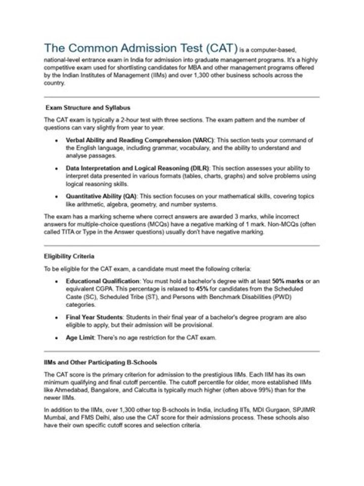 Common Admission Test PDF: Free Sample & Complete Guide