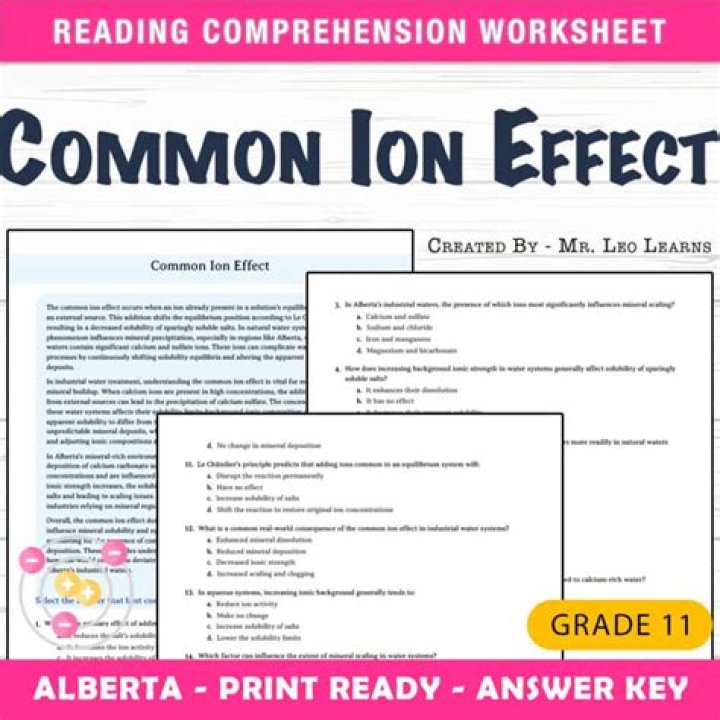Common Ion Effect Questions PDF: Study Guide & Answers