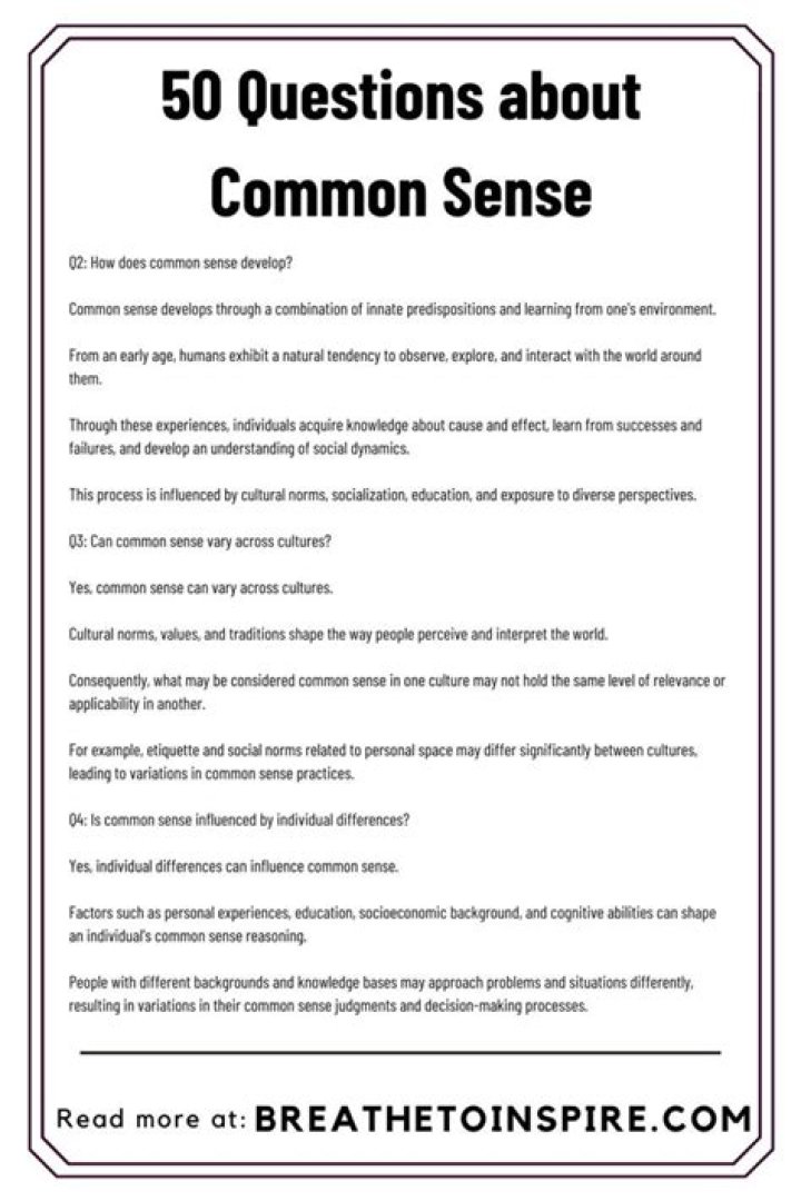 Common Sense Questions PDF: Essential Truths for Everyday Life