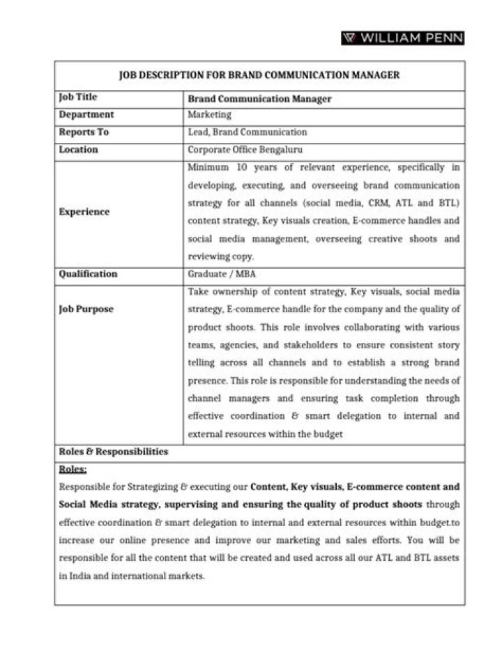 Communication Manager Job Description PDF: Full Role Guide