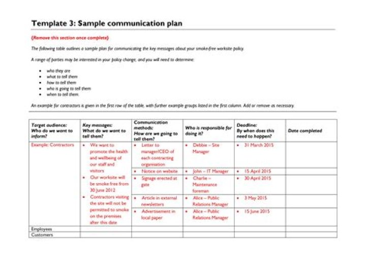 Communication Plan Example PDF for Effective Team Collaboration