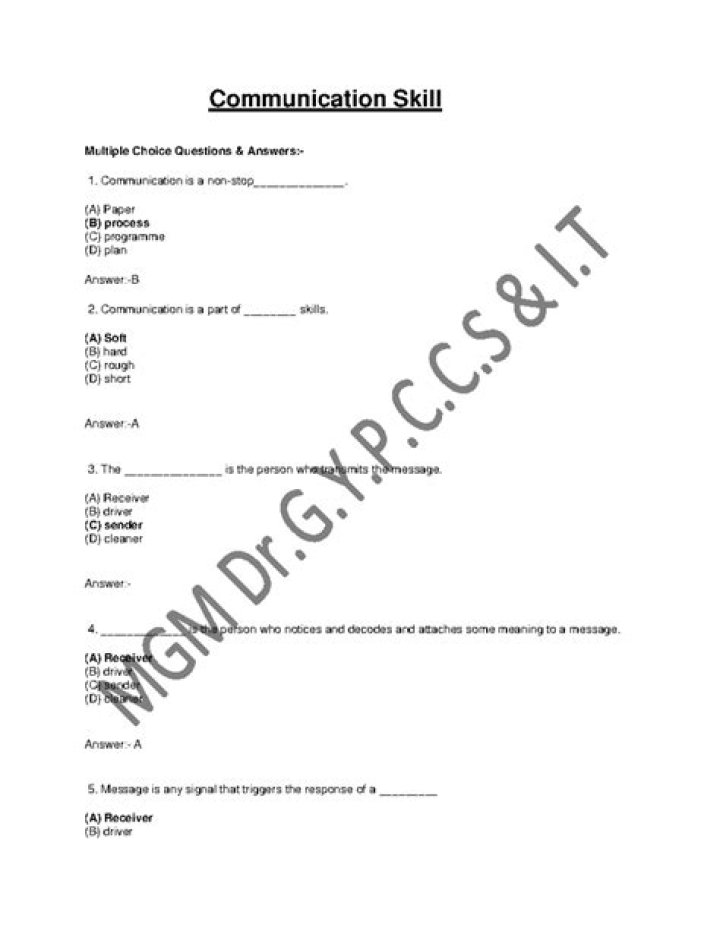 Boost Your Communication Skills with Multiple Choice Questions PDF