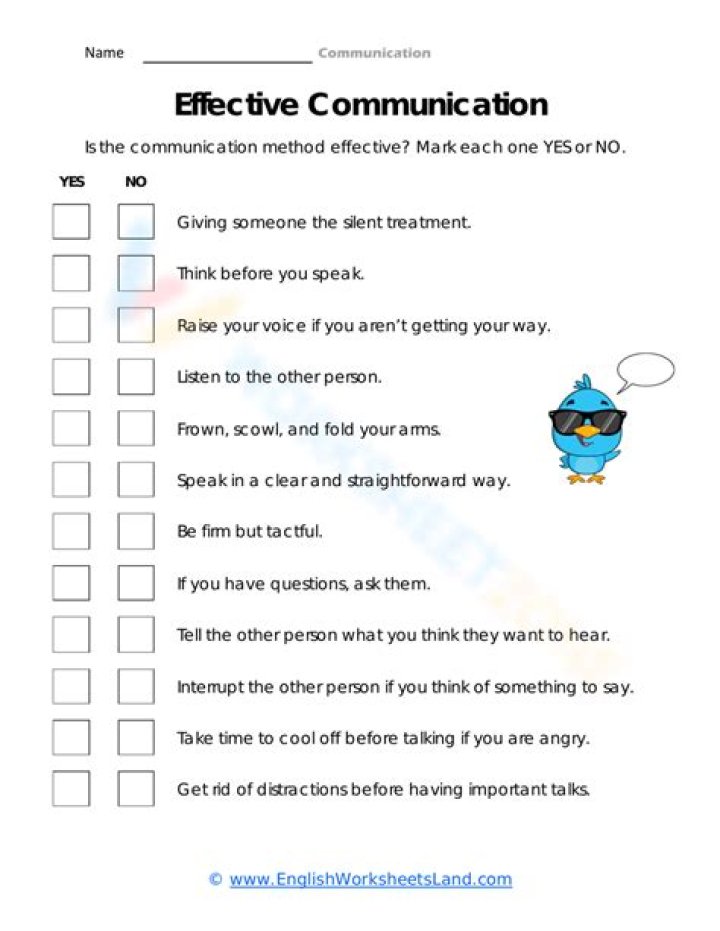 Communication Skills Worksheet PDF – Improve Your Interpersonal Communication