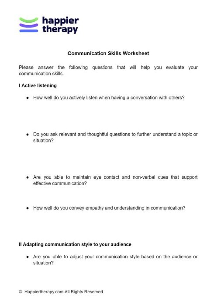 Improve Adult Communication with PDF Worksheets
