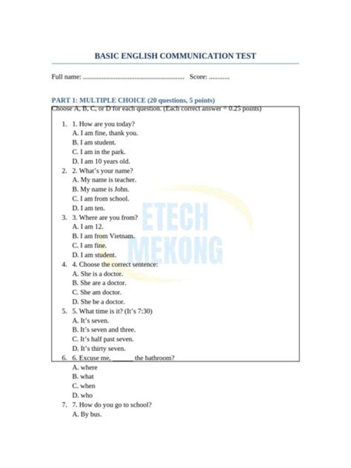 Communication Test PDF: Master Your Skills with Free Practice Tests