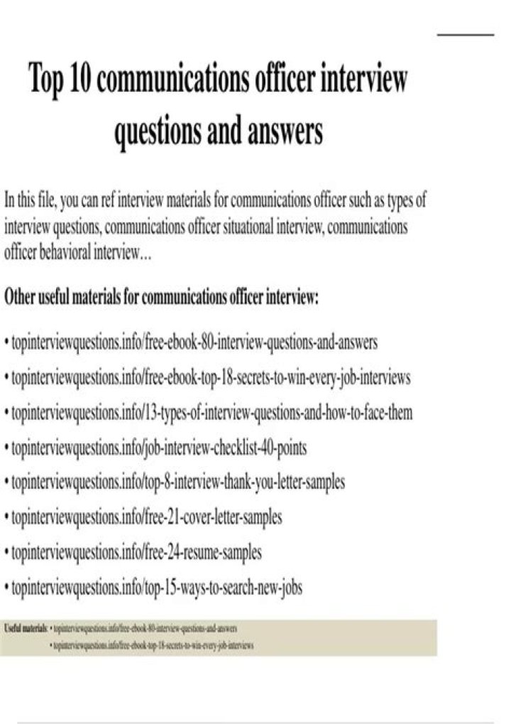 Top Communications Officer Interview Questions and Answers PDF Guide