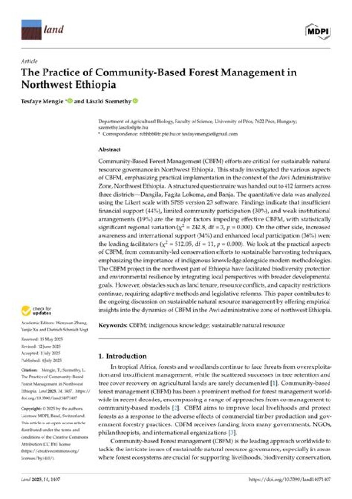 Community-Based Forest Management in Ethiopia: Insights from a PDF Guide