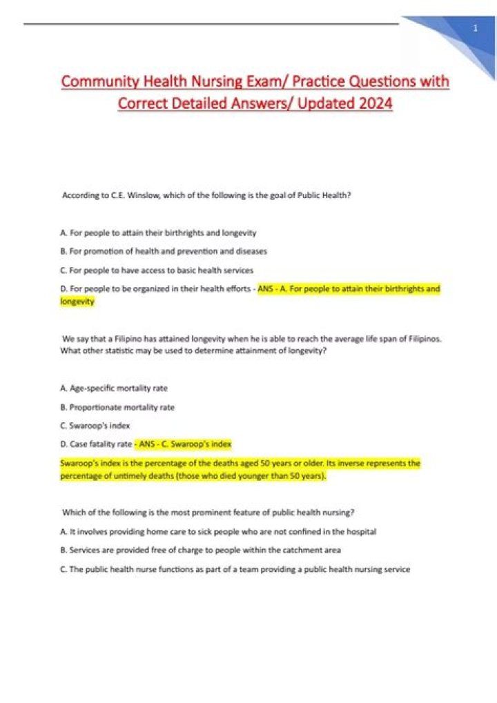 Free PDF: Community Health Nursing Q&A – Instant Download