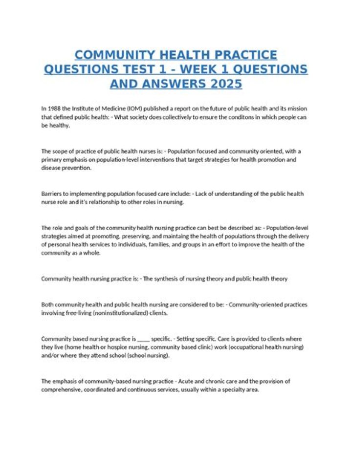 Free Community Health Questions & Answers PDF: Instant Download