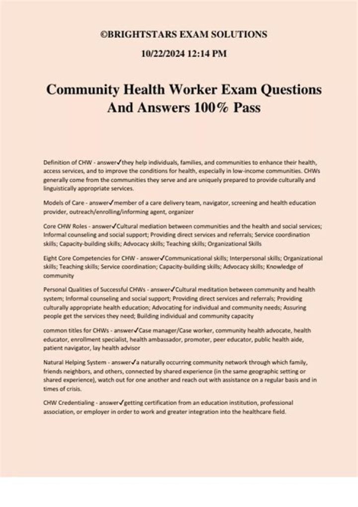 Community Health Worker Exam Questions & Answers PDF for Passing the Certification